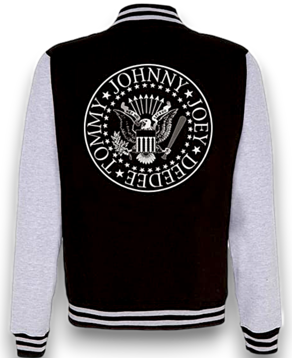 Ramones - Presidential Seal - Varsity Sweatshirt Jacket - Black & White - Imported Rock Off UK