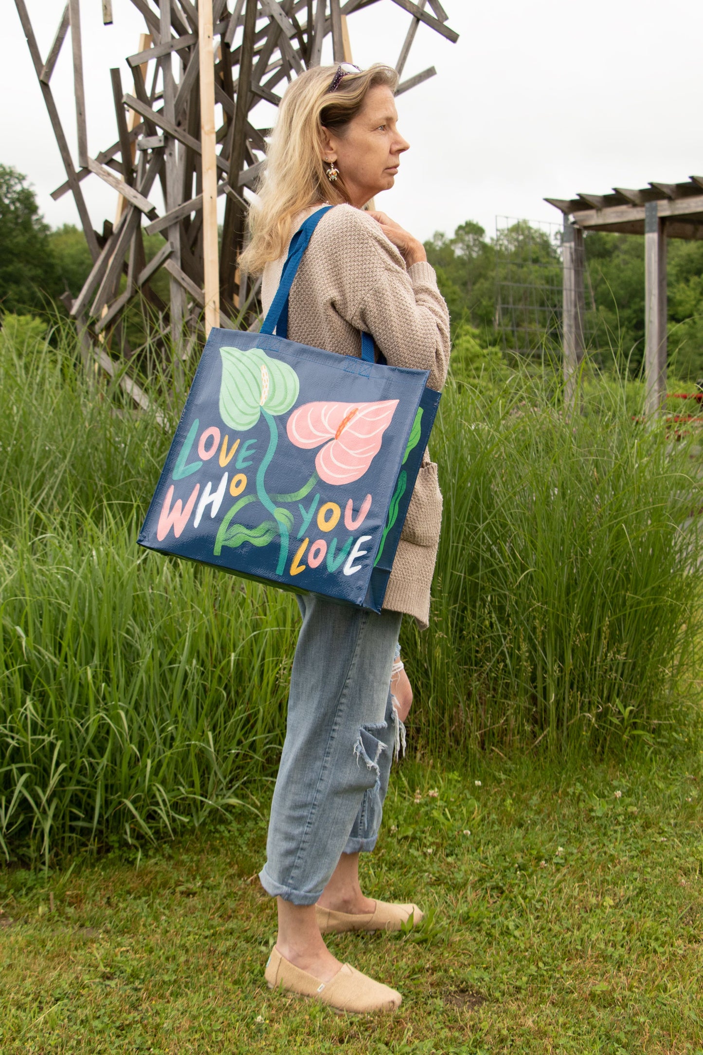 Love Who You Love - Shopper Tote - 15"h x 16"w x 6"d - Made From 95% Post Consumer Material