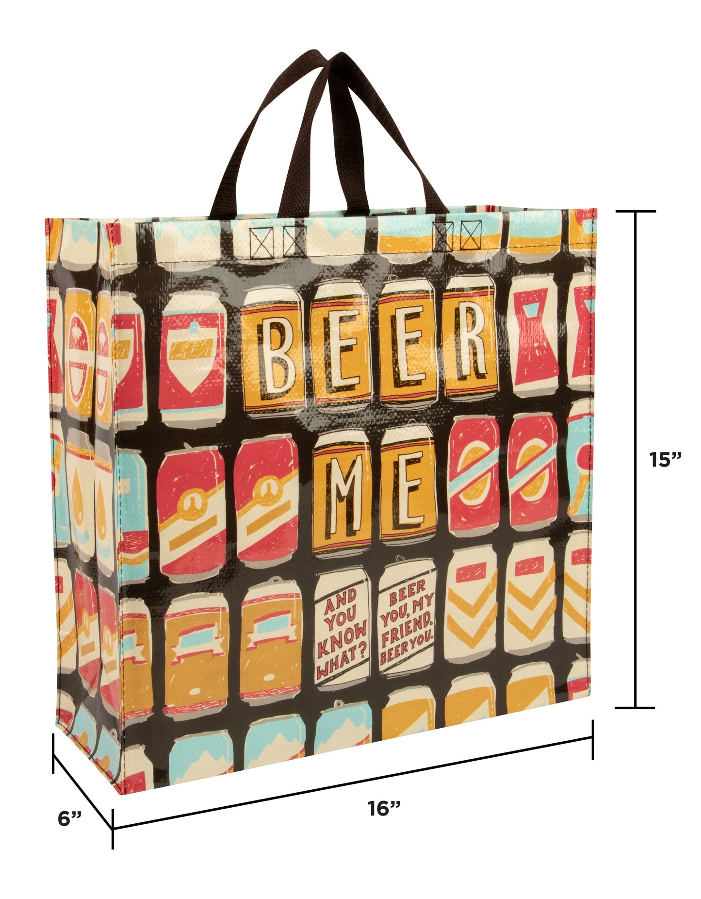 Beer Me - Shopper Tote - 15"h x 16"w x 6"d - Made From 95% Post Consumer Material