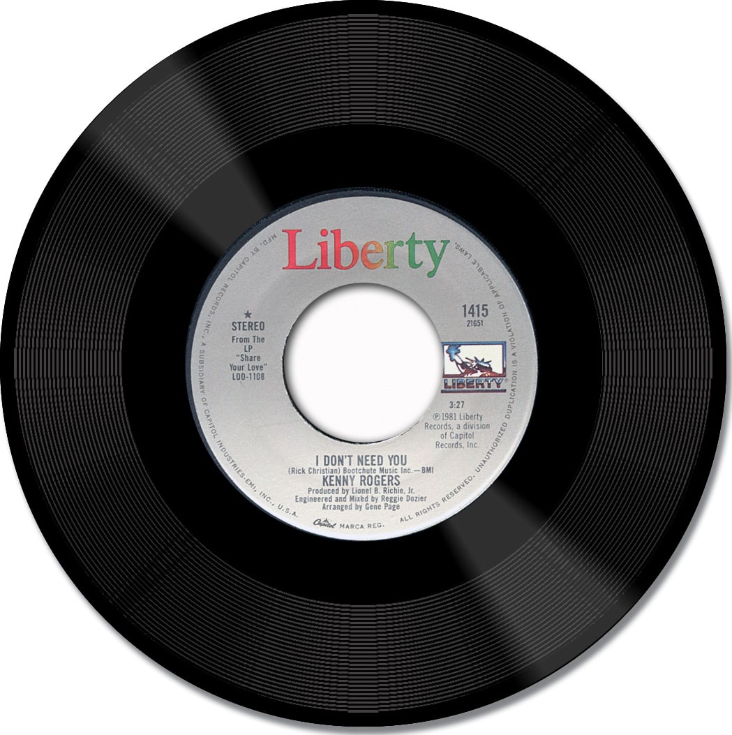 Kenny Rogers I Don't Need You / Without You in My Life