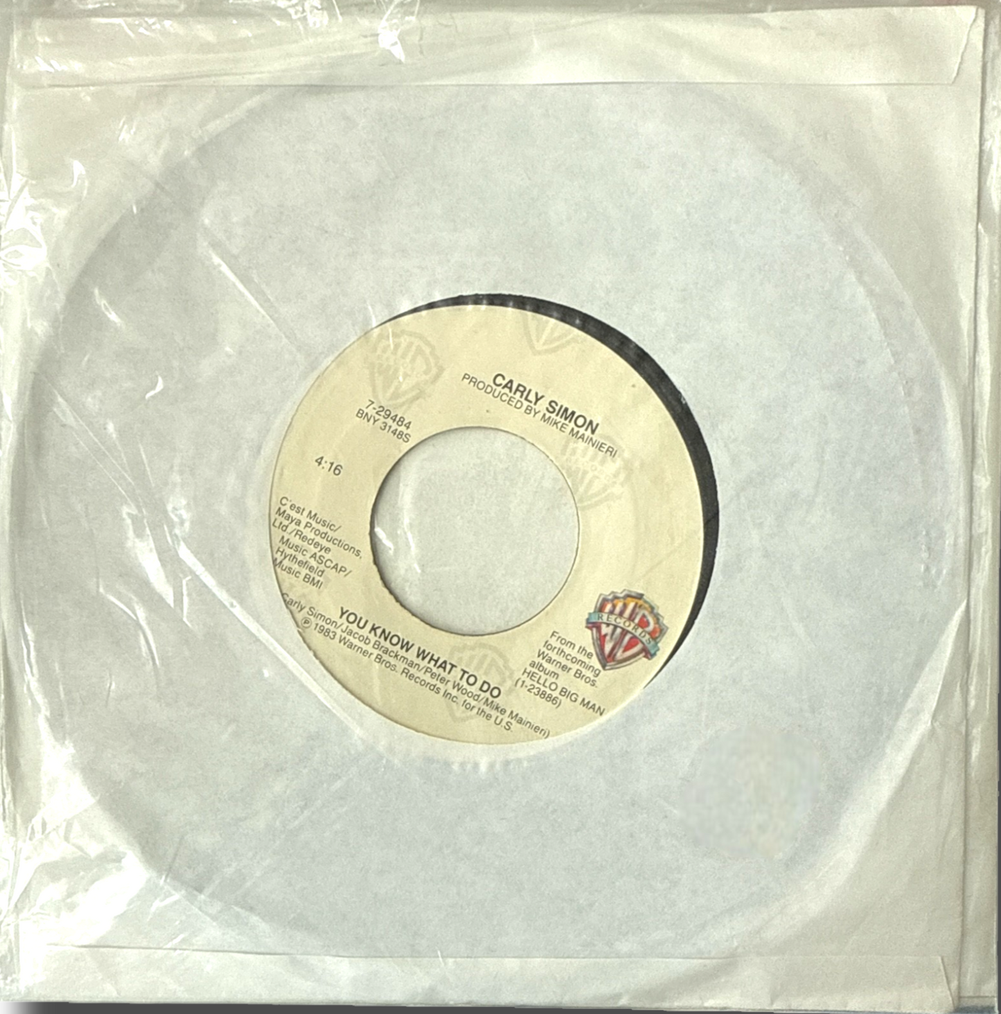 Carly Simon – You Know What To Do / Orpheus (1983 Canadian 7" Vinyl Single New & Mint