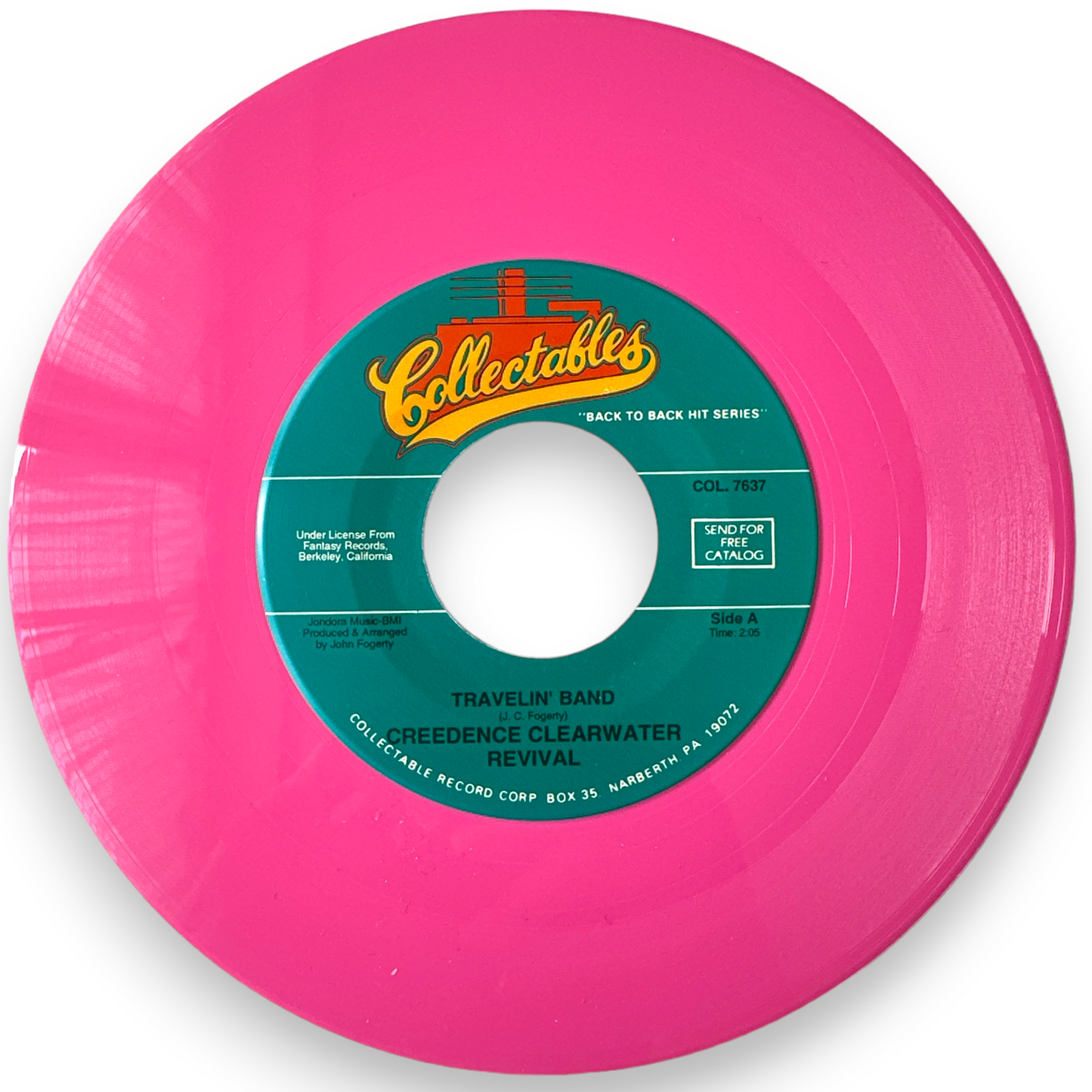 Creedence Clearwater Revival - Who'll Stop The Rain / Travelin' Band - 7" Single Pink Virgin Vinyl