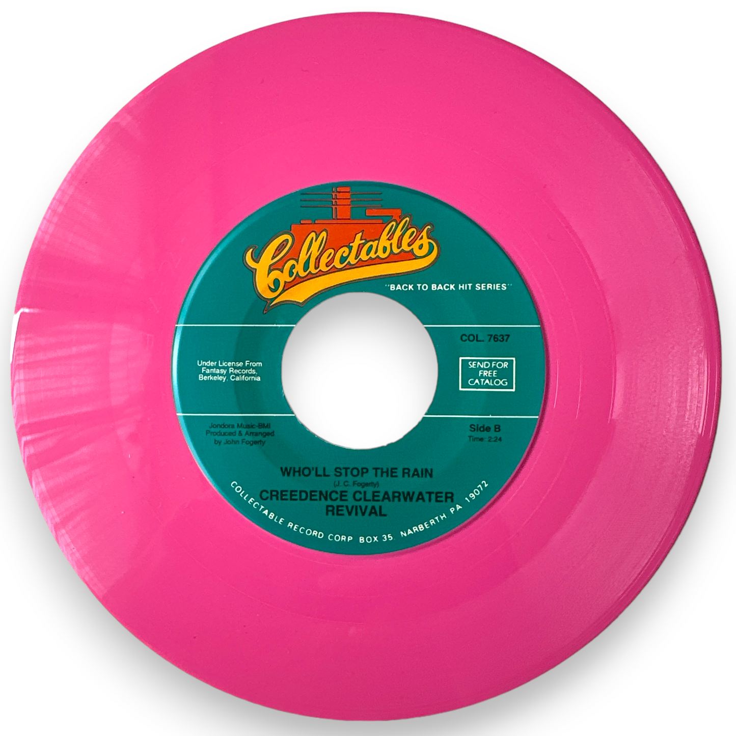 Creedence Clearwater Revival - Who'll Stop The Rain / Travelin' Band - 7" Single Pink Virgin Vinyl
