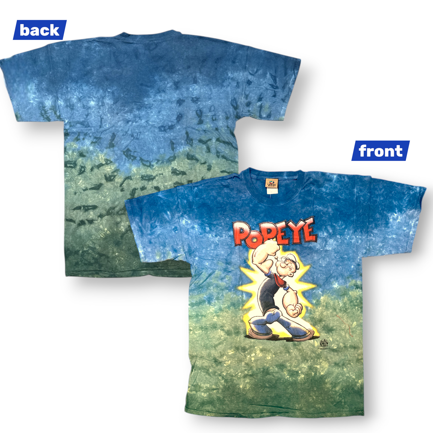 Popeye – T-Shirt - The Sailor Man - Tie-Dye - Retro Style (Brand New) 100% Cotton (Officially Licensed)