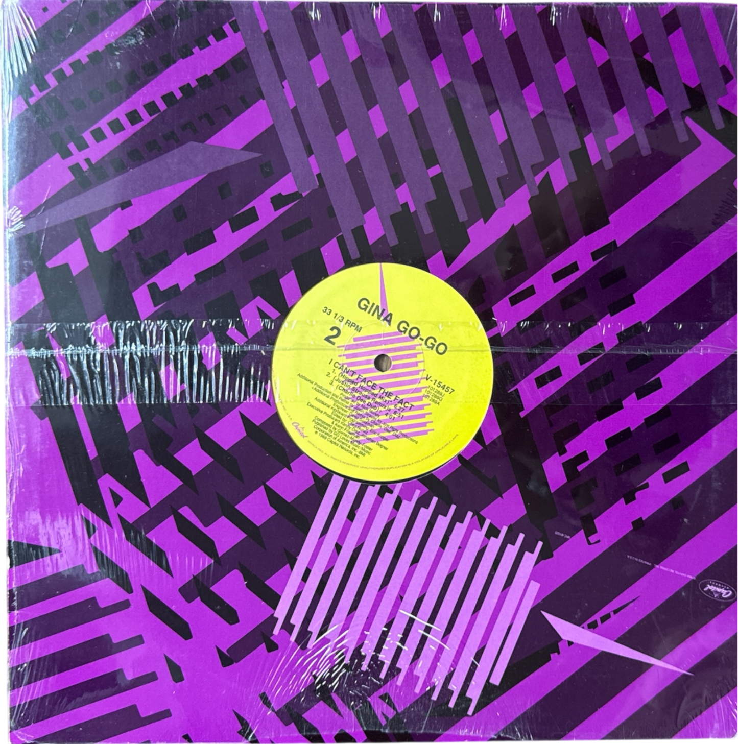 Vinyl record with a purple and black abstract cover