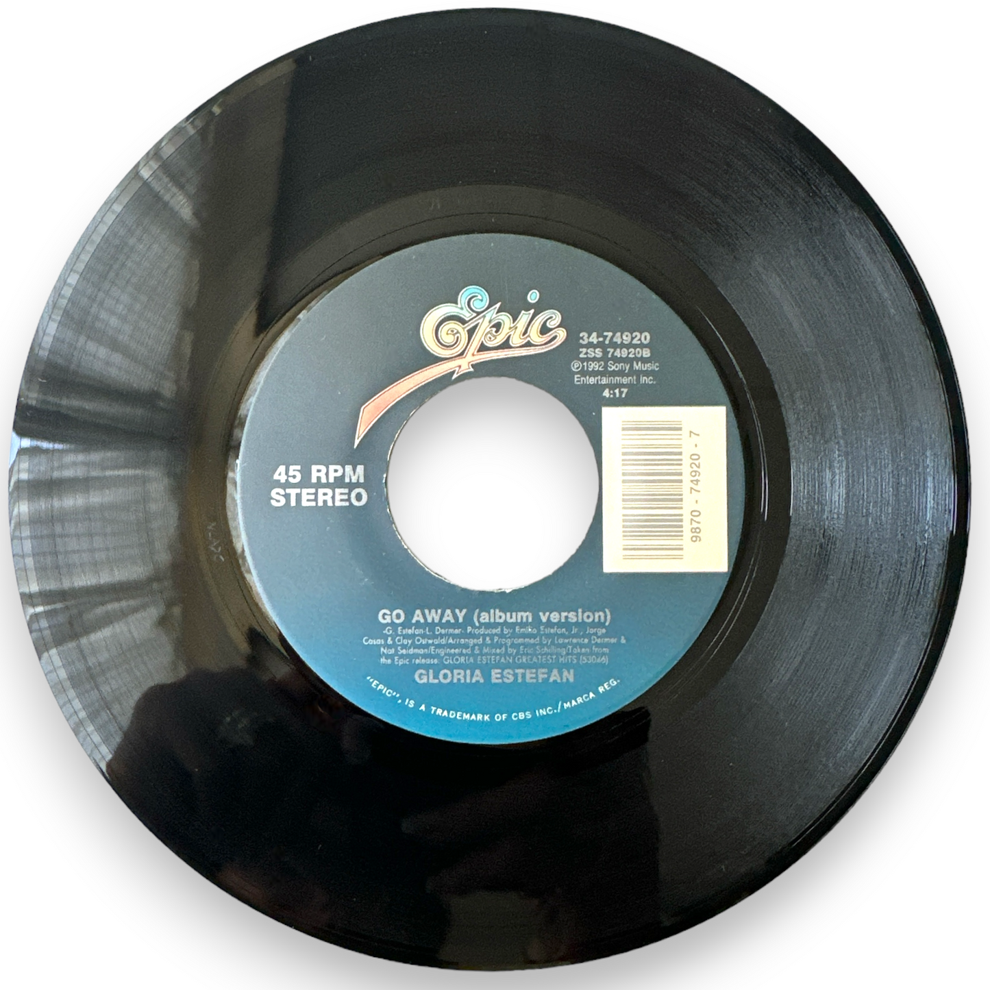 Gloria Estefan – Go Away (Radio Version) B/W Go Away (Album Version) 7" Singles (Brand New)
