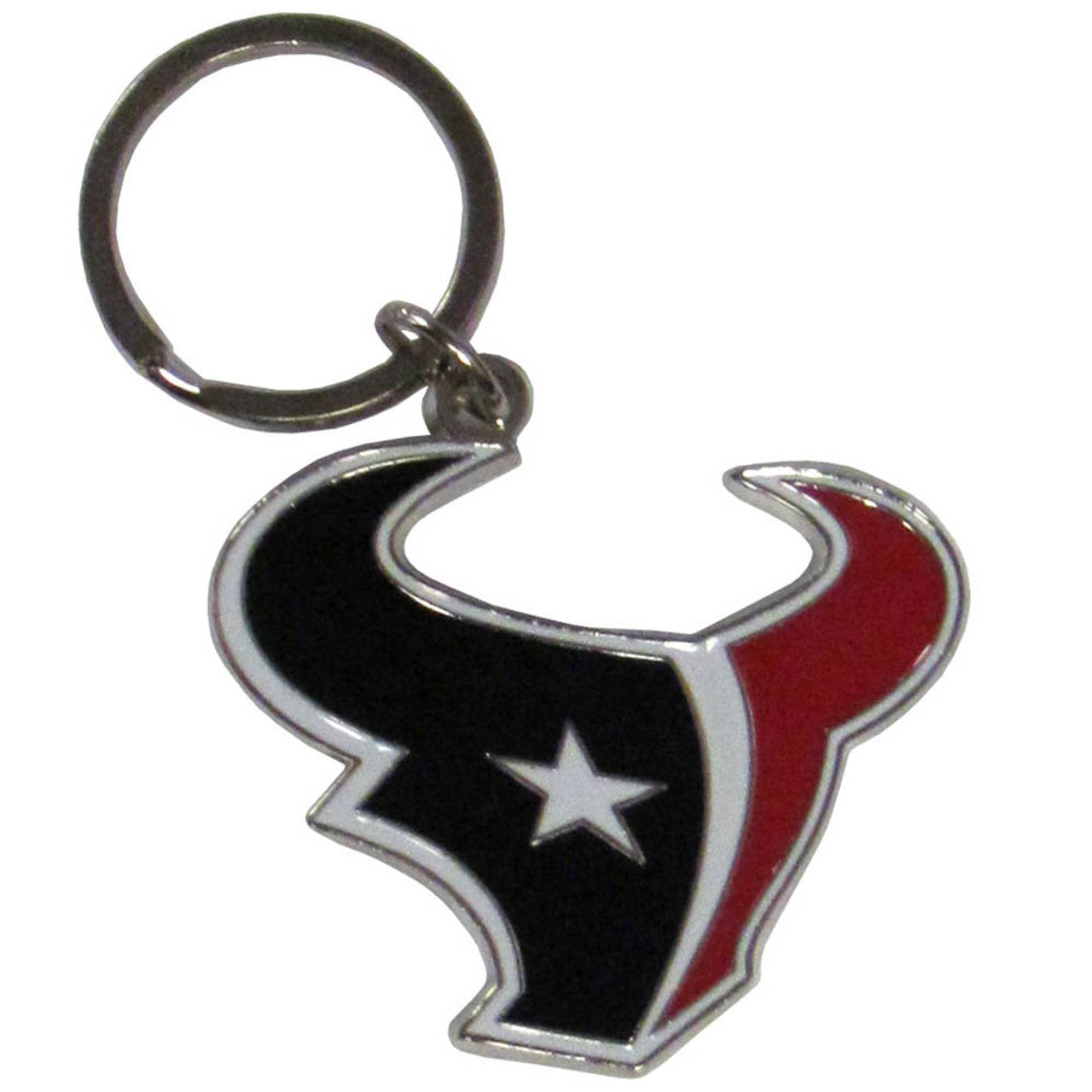NFL Football - Houston Texans Chrome & Enamel Logo Cut Keychain Officially licensed
