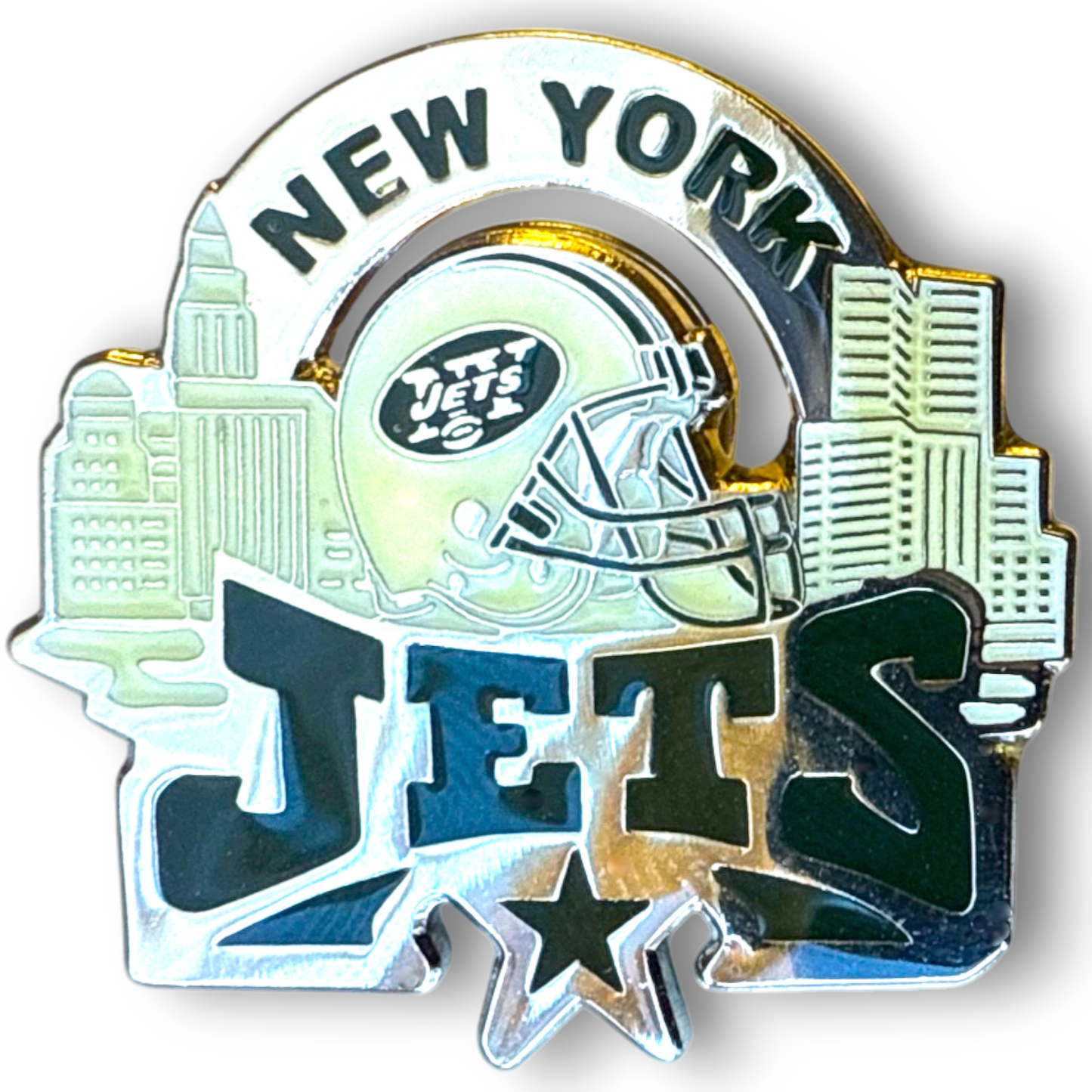 Football - NFL - New York Jets Glossy Helmet with Skyline Pin -Officially Licensed