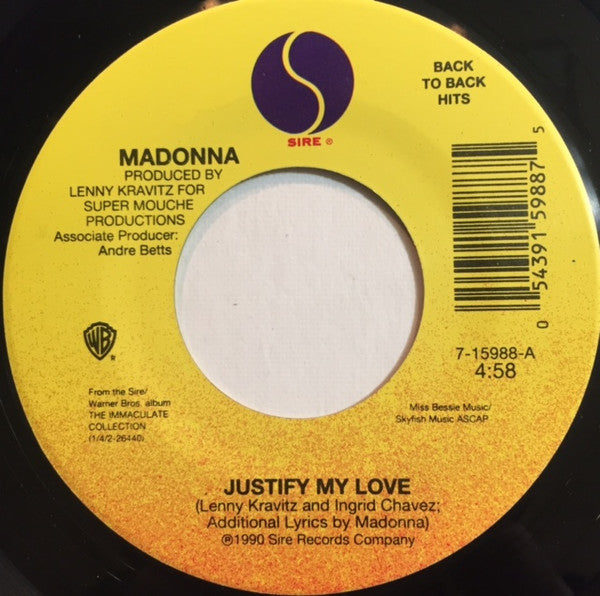 Madonna – Justify My Love / Rescue Me 7" Single Vinyl Record (New)