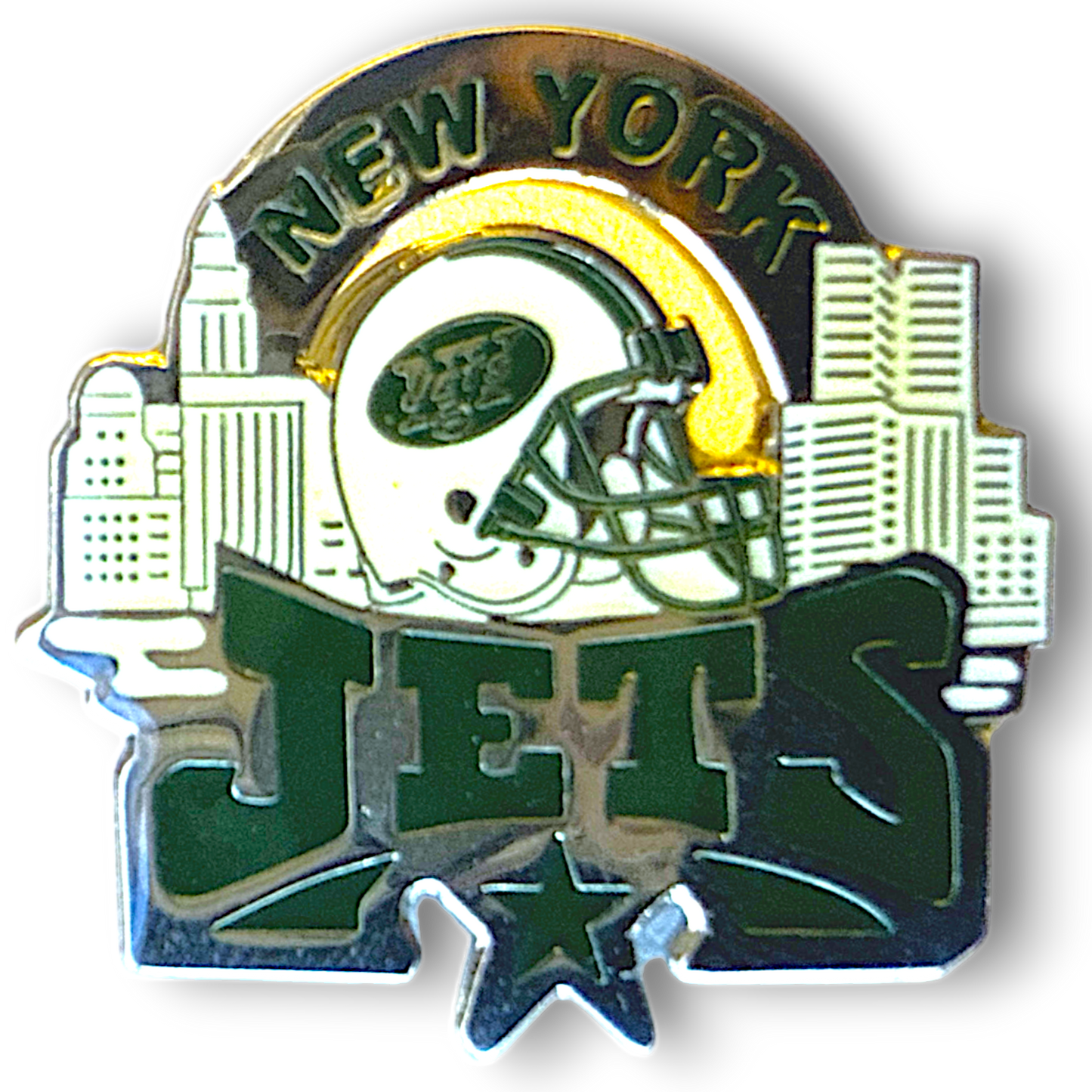 Football - NFL - New York Jets Glossy Helmet with Skyline Pin -Officially Licensed