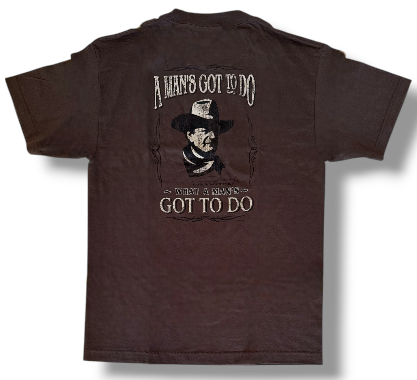 John Wayne Life Rules T-Shirt A Man’s Got To Do Double Sided 100% Cotton Medium