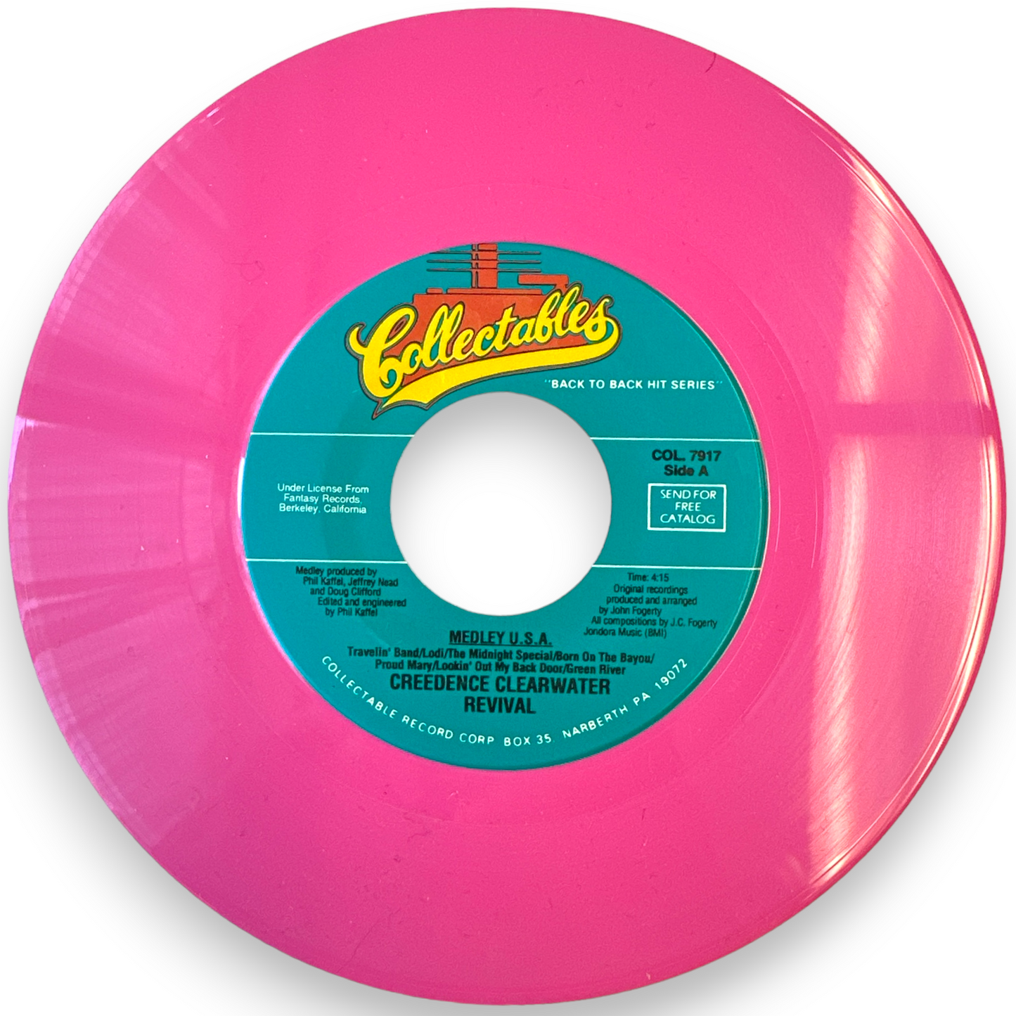 Creedence Clearwater Revival - Bad Moon Rising B/W Medley U.S.A.- 7" Single Pink Virgin Vinyl