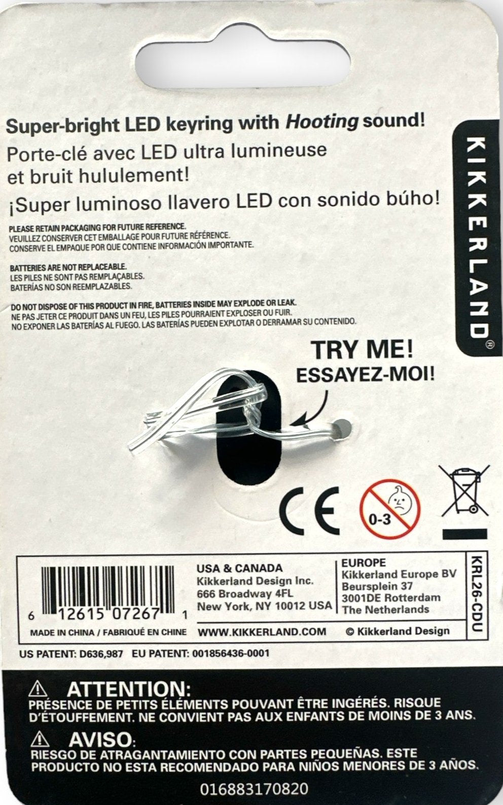 🦉Owl LED Keyring - With Super-Bright Light & Hooting Sound - From Kikkerland🦉