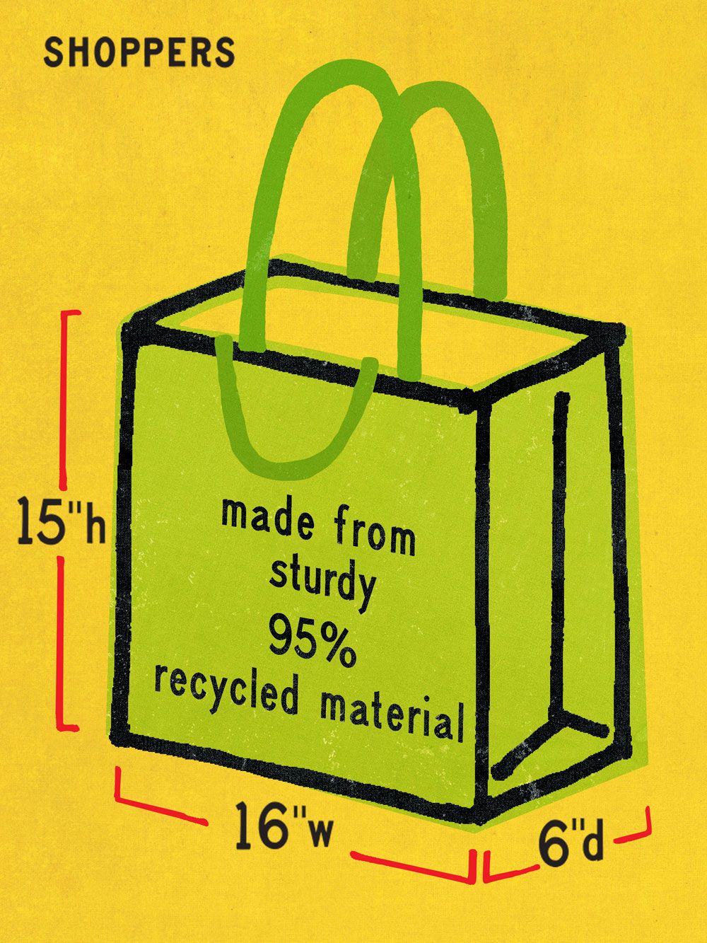 Diver - Swimmer - Shopper Tote - 15"h x 16"w x 6"d - Made From 95% Recycled Material