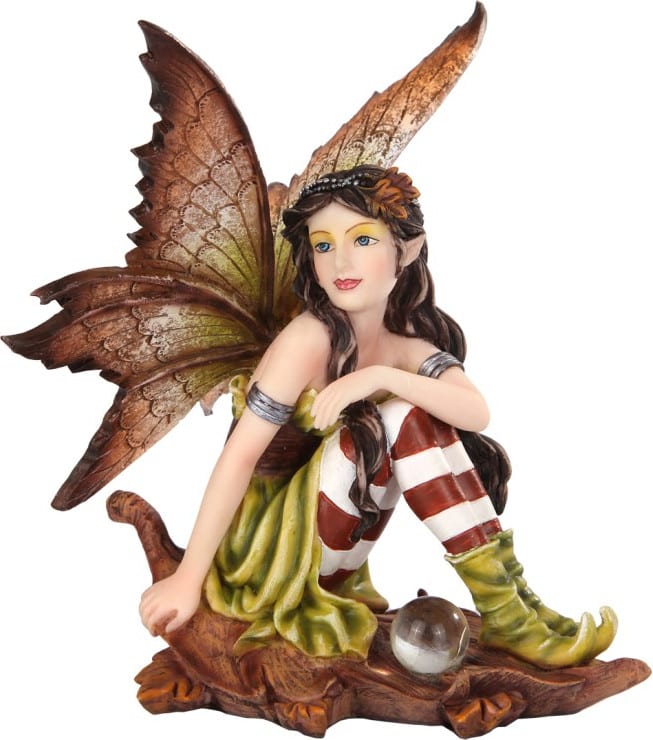 Mystical - Fairyland Fairy - Autumn Elf Fairy Sitting on Oak Leaf Figurine