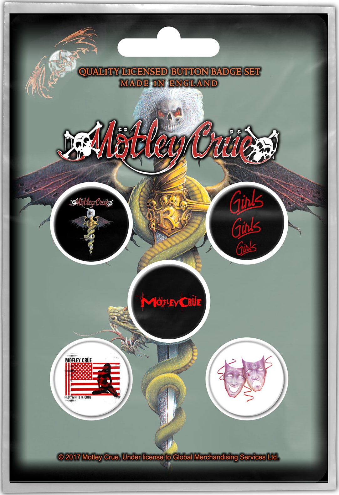 Motley Crue - Dr. Feelgood 5pc. Button Set