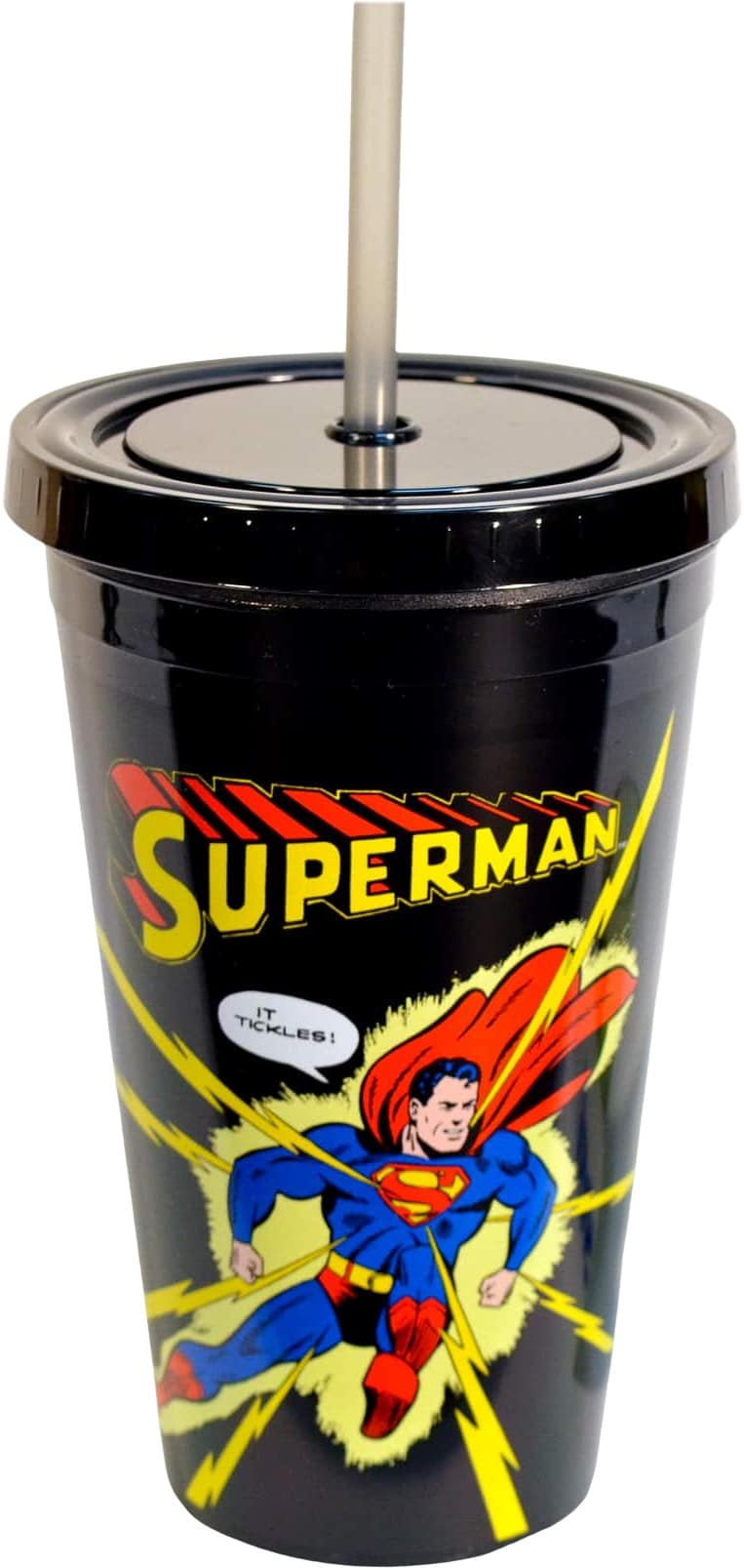 DC Comics - Superman - Action - 16 oz. Plastic Cup with Lid & Straw