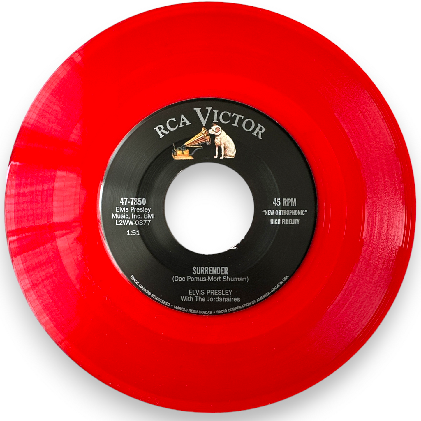 Elvis Presley – Surrender /Lonely Man Red Virgin Vinyl In Original Picture Sleeve 7" Single (New)