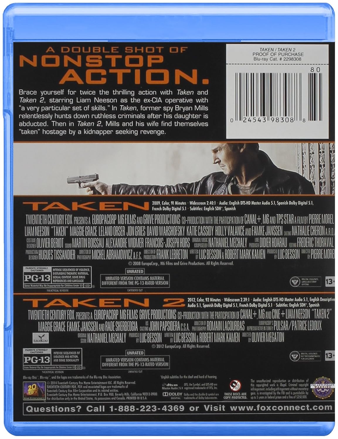 Taken - Liam Neeson 1 & 2 - Double Feature Blu-Ray DVD