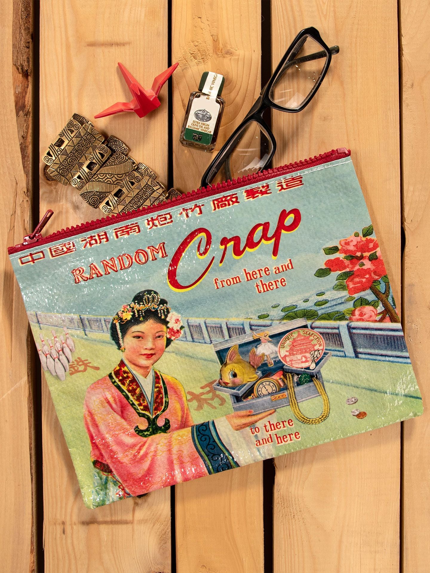 Random Crap - Tyvek Zipper Pouch from Blue Q (New With Tags) 7.25"h x 9.5"w.