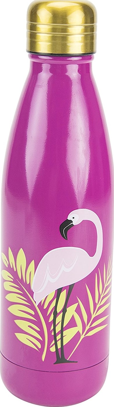 Bohemian Feathers - Stainless Steel Pink Double Wall 17 oz. Water Bottle