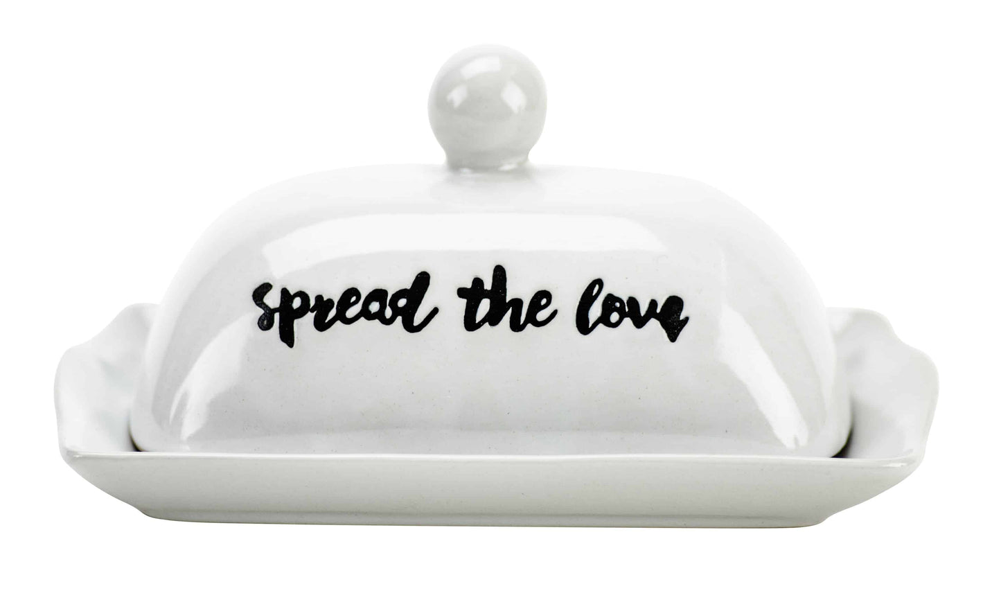Spread Love Lidded Butter Dish White/Black
