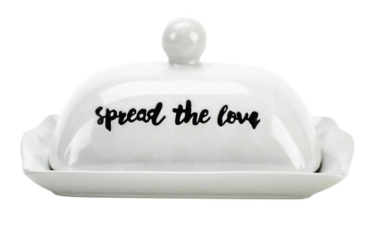 Spread Love Lidded Butter Dish White/Black