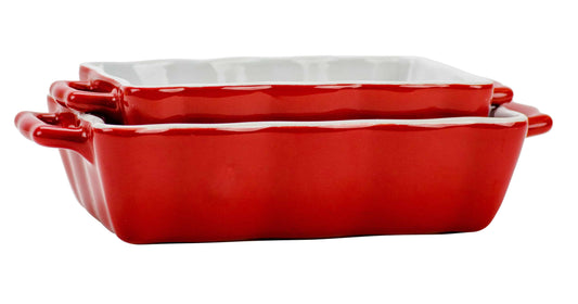 Serving Dishs - Rectangle Stoneware Wavy Edge Baker Set of 2 - 13 Oz. & 23 Oz.