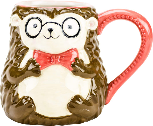 Hedgehog in Bow Tie & Glasses - 18 oz Ceramic Mug