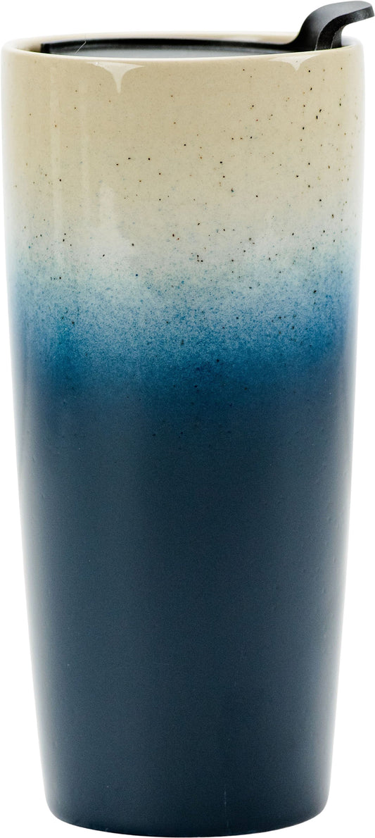 Gradient Navy Blue - 15 Oz. Porcelain Double Wall Travel Tumbler with Lid