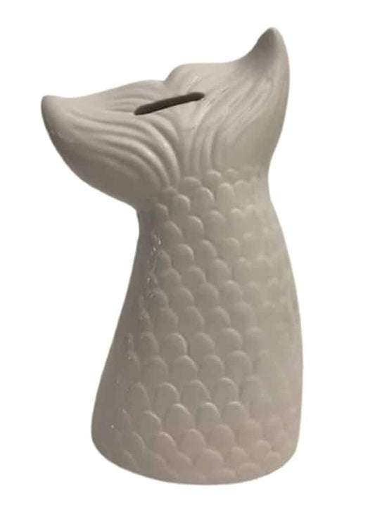 Mermaid Tail - White Earthenware Bank