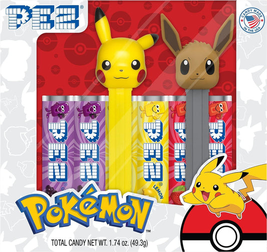 Pokemon - PEZ Dispenser Set: Pikachu And Eevee Pez Candy Dispensers With 6 Extra Pez Candy Refills