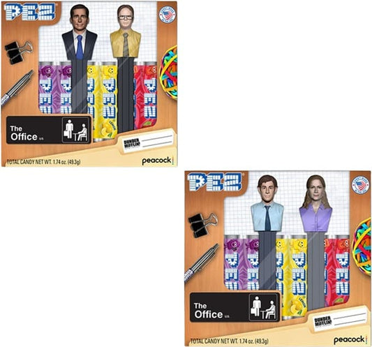 Office - PEZ Twin Pack Gift Set Pack of 2 - Includes Michael, Dwight, Jim, and Pam Dispensers with 12 Pez Candy Refills