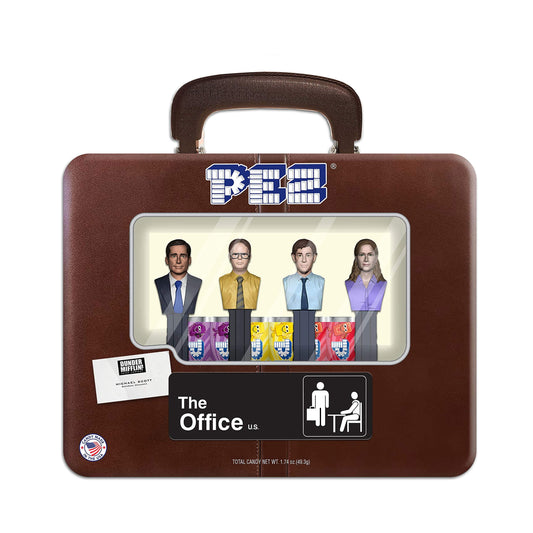 The Office PEZ Gift Tin (Includes Michael Scott, Dwight Schrute, Jim Halpert, & Pam Beesley in Briefcase Style Tin + 6 PEZ Candies)