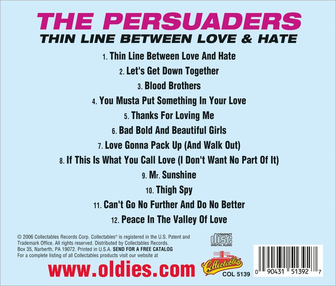 🎵The Persuaders – Thin Line Between Love And Hate 🎵 New & Mint