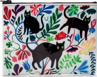 Here Kitty - Zipper Pouch Tyvek  (New) 7.25"h x 9.5"w.