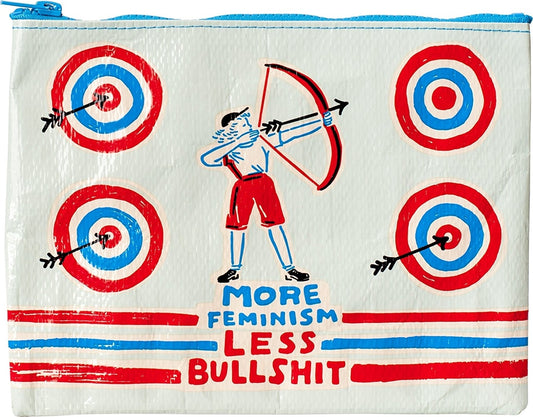 More Feminism Less Bullshit - Zipper Pouch Tyvek  (New) 7.25"h x 9.5"w.