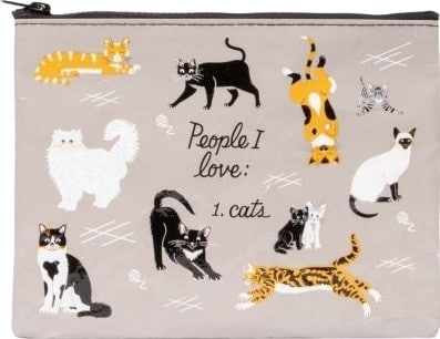 People I Love: 1. Cats - Tyvek Zipper Pouch (New With Tags)  7.25"h x 9.5"w.