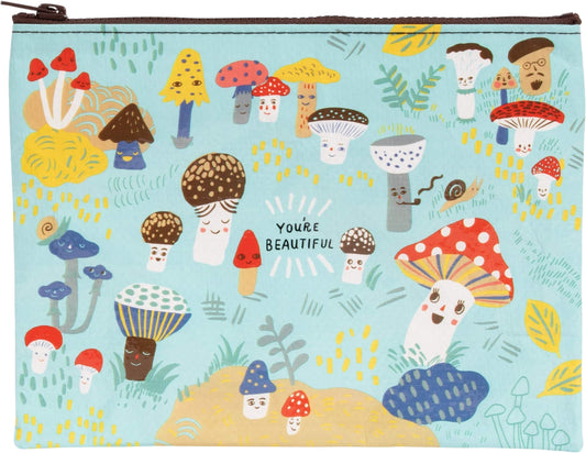 Cute Lil' Mushrooms Zipper Pouch Tyvek (New) 7.25"h x 9.5"w.