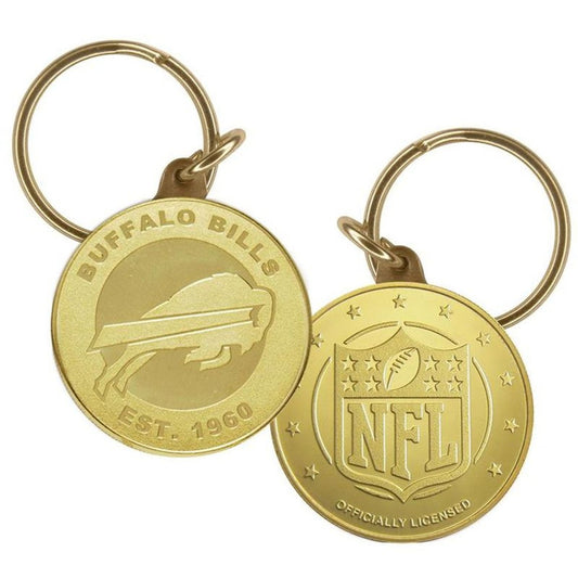 Football - Buffalo Bills Keychain Solid Bronze Brand New Logo Coin Toss Coin