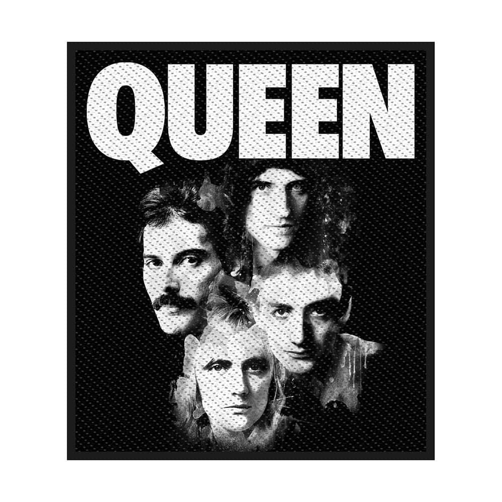 Queen Faces Band Logo Patch Sew-On (B&W)