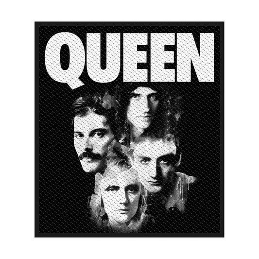Queen Faces Band Logo Patch Sew-On (B&W)