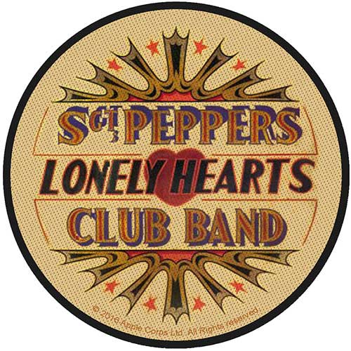 Beatles - SGT Peppers Woven Patch Gold, Black & Red - 3.5" Round Patch - New