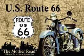 Route 66 - Mother Road Motorcycle - Tin Sign