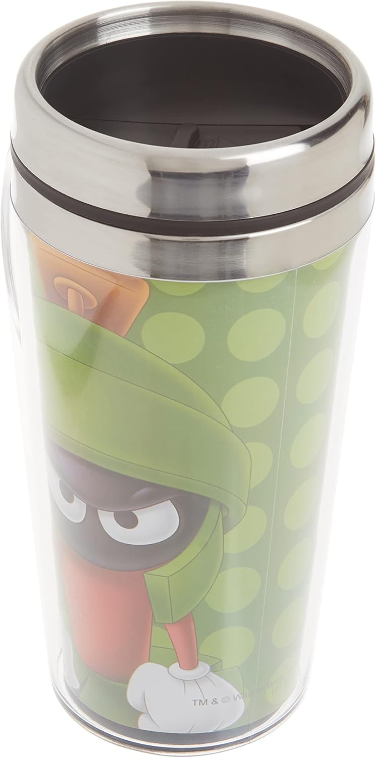 Marvin the Martian Coffee Cup Insulated Travel Mug  (14 oz, Green) Spoontiques