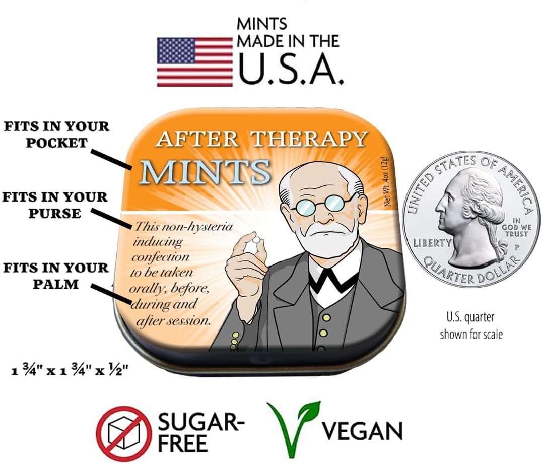Freudian After Therapy Mints Tin – Sugar Free Kosher UPG Funny Gift New Sealed