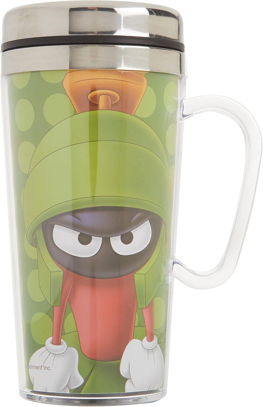 Marvin the Martian Coffee Cup Insulated Travel Mug  (14 oz, Green) Spoontiques