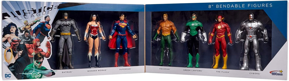 DC Comics Justice League 8" Bendable Figure Boxed Set NJ Croce DC3970 New Sealed
