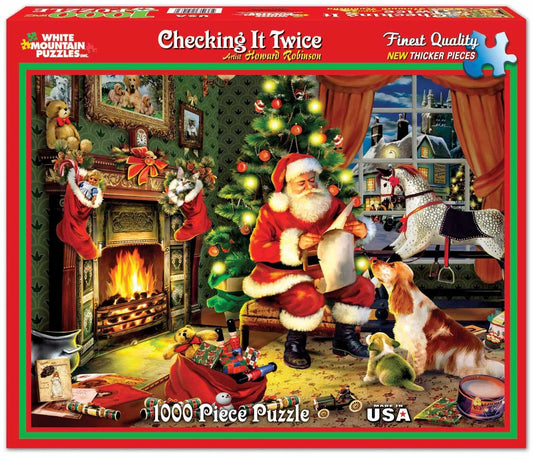 Santa Checking It Twice Holiday Puzzle (1000 Piece)White Mountain Puzzles (New)