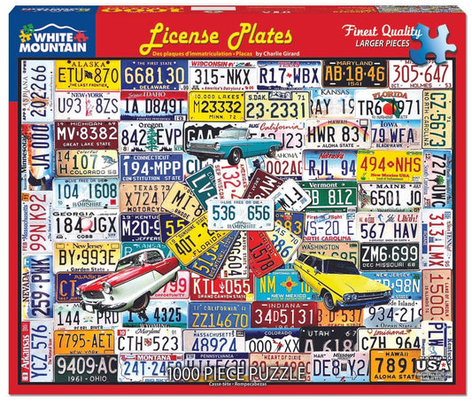 License Plates Puzzle (1000 Pieces) White Mountain Puzzle (NEW)